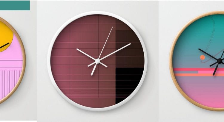 Shop stylish wall clocks with geometric art pattern on macro.baby at Society6