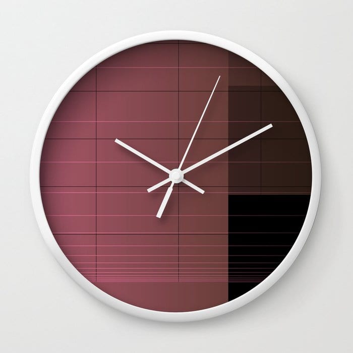 Pink and black and white wall clock