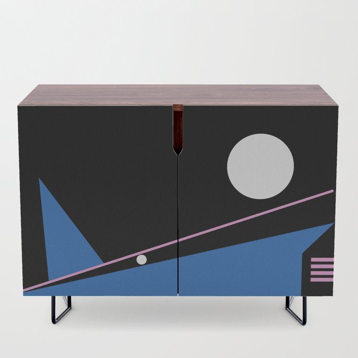 Pink, blue, black and white graphic design credenza by design-a-day artist macro.baby.