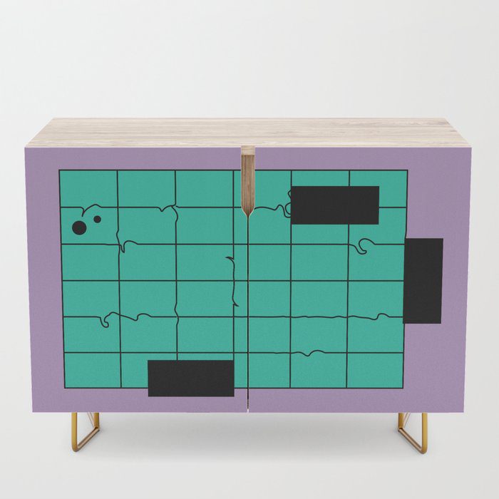 Teal and purple grid graphic design credenza by design-a-day artist macro.baby.