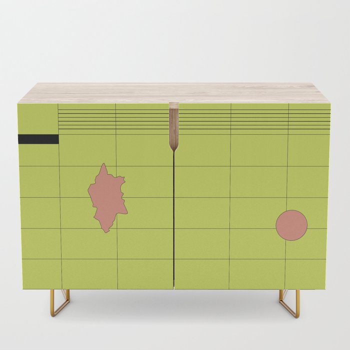 Yellow splat grid graphic design credenza by design-a-day artist macro.baby.