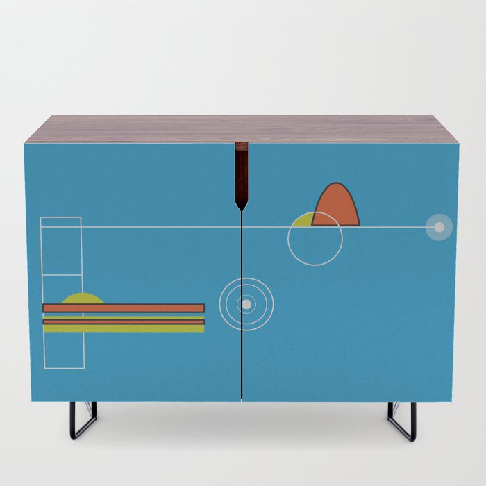 Blue and orange graphic design credenza by design-a-day artist macro.baby.