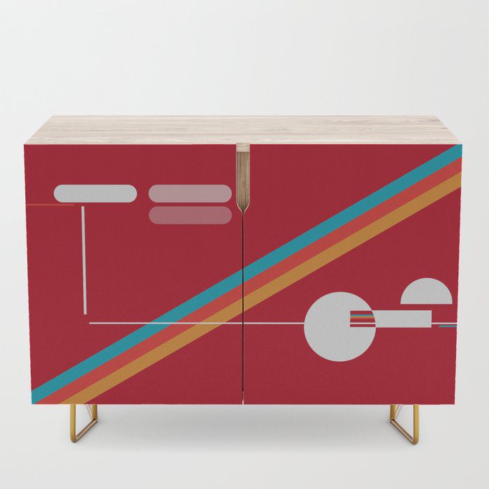 Red abstract graphic design credenza by design-a-day artist macro.baby.